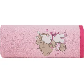 Dětská bavlněná osuška BABY43 Méďa 50x90 cm růžová