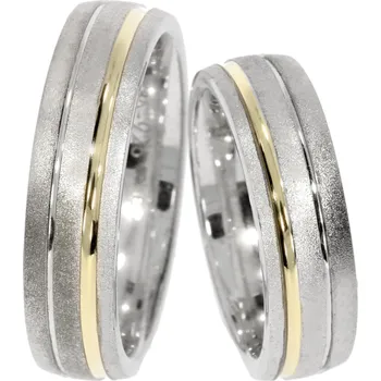 Prsten Zlatnictví Helios Stříbrné snubní prsteny se zlatou žilkou GS-18