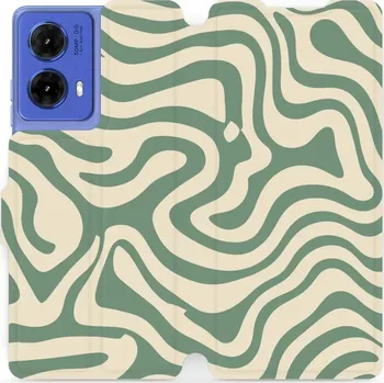 Pouzdro na mobilní telefon Flipové pouzdro Mobiwear - Motorola Moto G85 5G - VA57S Zelené a béžové zkrouceniny (Knížkové flip pouzdro, obal, kryt na mobil Motorola Moto G85 5G - VA57S Zelené a béžové zkrouceniny, materiál Umělá kůže + TPU - ochrana 360°, stojánek, silikonová vaničk