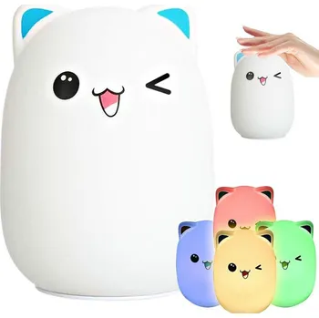 Noční světlo Dětská noční LED lampička KOČKA RGB