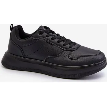 Pánská běžecká obuv Lehké pánské tenisky na platformě z ekokože Uziran Barva: Černá, Velikost: 45