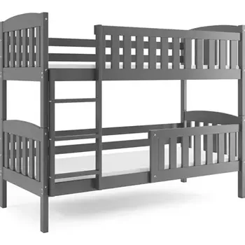 Postel BMS GROUP Dětská patrová postel Kubus - 2 osoby, 90x200 bez úložného prostoru a matrací – Grafit