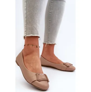 Dámské lodičky Baleríny S Páskem A Ozdobou Ze Syntetické Kůže Cadwenla Barva: Béžová, Velikost: 37