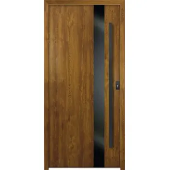 Vchodové dveře Kovové vchodové dveře S68 Clear 90L dub zlatý otevírání dovnitř
