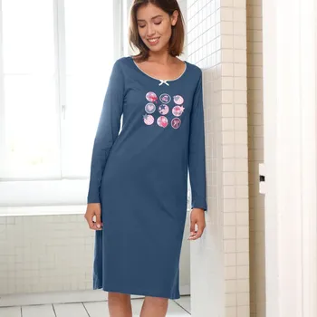 Dámská noční košile Blancheporte Midi noční košile s dlouhými rukávy a potiskem potisk bubliny 46/48