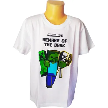 Chlapecké tričko Fashion UK Chlapecké tričko MINECRAFT BEWARE OF THE DARK krátký rukáv bílé Barva: Bílá, Velikost: 152