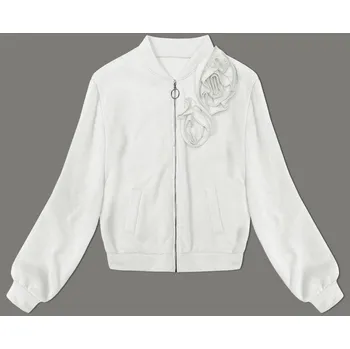 Dámská mikina Úpletová mikina v barvě ecru s růžemi (16023) odstíny bílé uni velikost