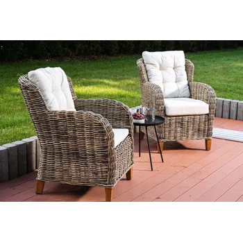 Křeslo Vingo Velké ratanové křeslo – šedé, 68 x 65 x 100 cm