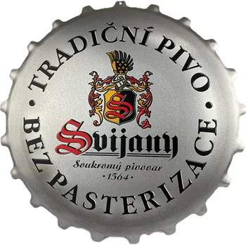 Plechová cedule Plechová cedule Svijany stříbrná zátka 40 cm x 40 cm