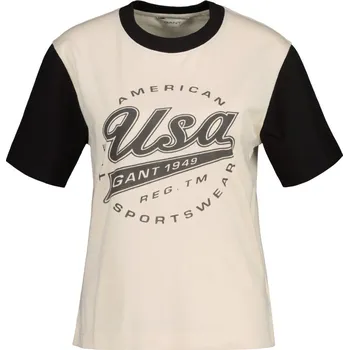 Dámské tričko TRIČKO GANT REL LOGO COLOR BLOCK SS T-SHIRT LINEN