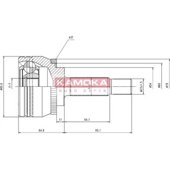 Poloosa kola Sada kloubů, hnací hřídel, , 3815A037, 3815A133, 3815A134, MR110031, MR110032, MR111367, MR111368, MR176553, MR196310, MR263174, MR263886, MR331193, MR331194, MR377575, MR910298, KAMOKA, 7056