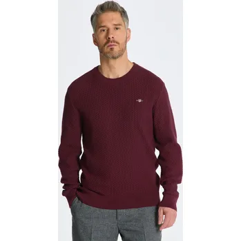 Pánský svetr SVETR GANT COTTON TEXTURE C-NECK RED SHADOW