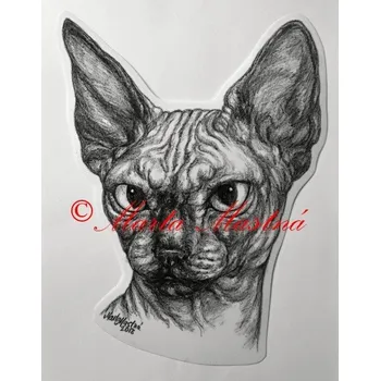 Samolepka kočka sphynx, sfinx c523 - Malá - přibližně jako pohlednice