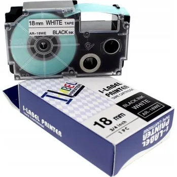 Pásek do tiskárny Naplnka Kompatibilní páska s Casio XR-18WE1, 18mm x 8m, černý tisk / bílý