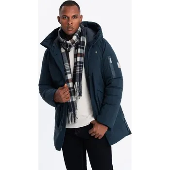 Pánská casual bunda Męska długa sezonowa kurtka outdoorowa granatowa