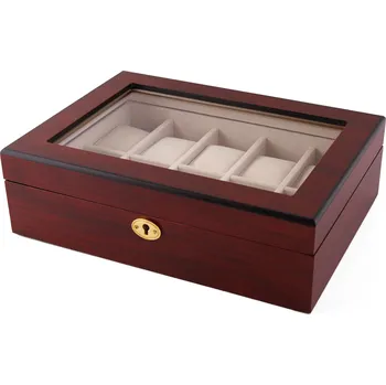 Box na hodinky Uzamykatelný box na hodinky z třešňového dřeva ve zlatých tónech - 10 hodinek - Warren Asher