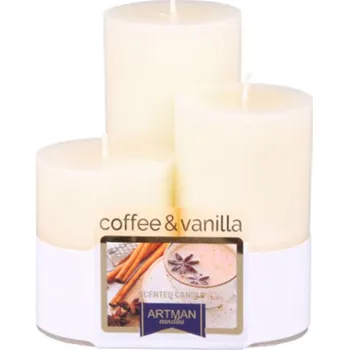 Svíčka Svíčka COOKIES Coffee-vanilla d6x7,5/10/12,5cm 3ks