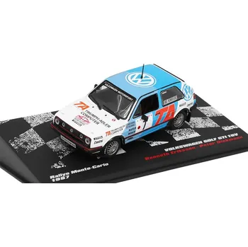 autíčko DeAgostini Volkswagen Golf GTI 16V #7 Eriksson / Diekmann Rallye Monte-Carlo 1987 1:43 - Rallye automobily polský časopis s modelem #30 VW Golf GTI 16 V No.7 Rally Monte Carlo - kovový model auta
