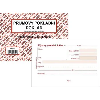 Tiskopis Příjmový pokladní doklad PT020 nečíslovaný samopropisovací
