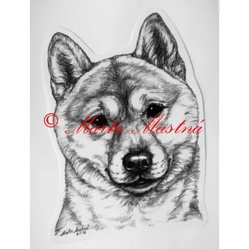 Samolepka šiba, shiba inu c426 - Malá - přibližně jako pohlednice