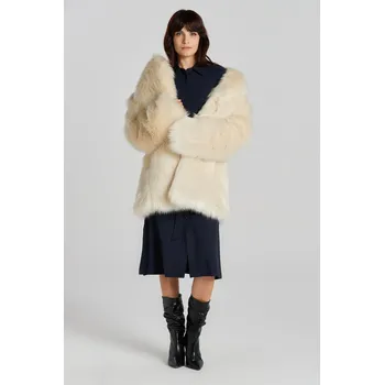 Dámský kabát Gant Faux Fur Coat bílá L