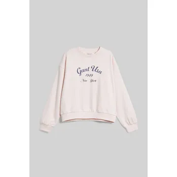 Dívčí mikina MIKINA GANT OVERSIZED SCRIPT LOGO C-NECK CRYSTAL PINK