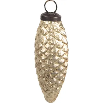 Vánoční ozdoba Zlatá skleněná vánoční cetka ve tvaru šišky Noella S – 5x4x10 cm