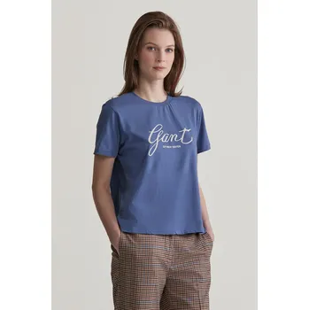 Dámské tričko TRIČKO GANT REG SCRIPT T-SHIRT DUSTY NAVY