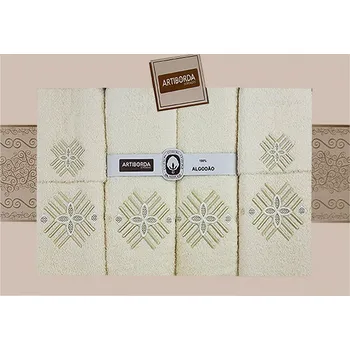 Ručník Dárkový set froté ručníků a osušek 43, 6-dílný, krémová s výšivkou 2x 30x50cm + 2x 50x90cm + 2x 70x140cm