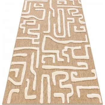 Koberec Makro Abra Kusový koberec Sisalový SPARK 0711A Bludiště Labyrint béžový krémový Rozměr: 80x150 cm