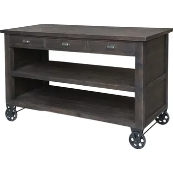 Komoda Hnědý dřevěný kuchyňský ostrůvek na kolečkách Bourseiller - 150*70*90 cm