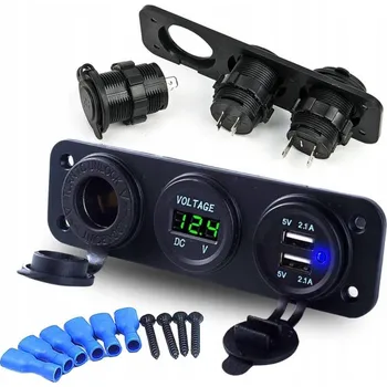 Autožárovka Interlook Autopanel 3v1 12V 24V | Ovládací panel s 12V spínači | Rozbočovač zásuvky zapalovače cigaret USB | Voltmetr