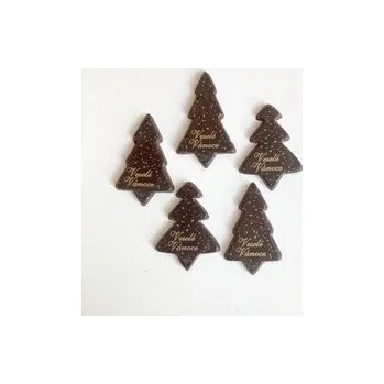 Cukrovinka Čokoládová dekorace - Stromečky VESELÉ VÁNOCE 10 ks
