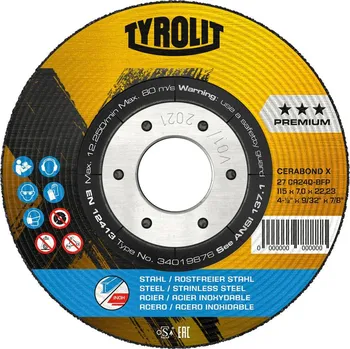 Brusný kotouč Hrubovací kotouč cerabond x 115x7 mm ca24q-bfk tyrolit 34401830