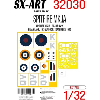 Plastikový model SX-ART 1/32 Paint mask Spitfire Mk.Ia P3986 QV-K (KOTARE)