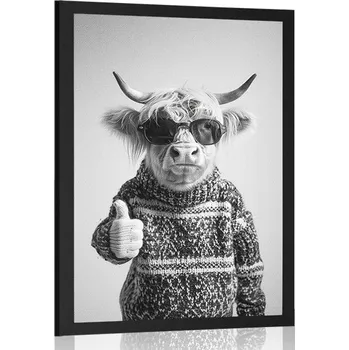Plakát Dovido Plakát kráva s brýlemi a palcem nahoru