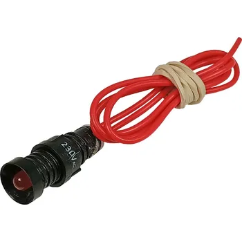 Kontrolka LED červená, 230V AC, montážní otvor 11mm