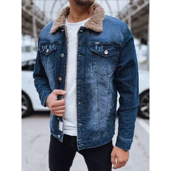 Pánská casual bunda Dstreet Modrá přechodná zateplená džínová bunda