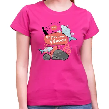 Tričko - Vánoční Kapr masakr, Barva látky ružová, Střih Dámsky, Velikost XL