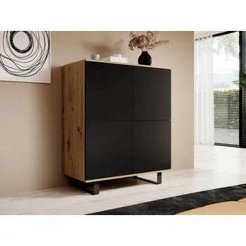 Komoda Komoda Logan 4D - dub Artisan/Černá - 14 cm nožky