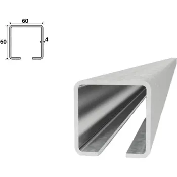 příslušenství k bráně C60ZX - nosný pozinkovaný C profil 60x60x4 mm pro samonosné posuvné brány - C60ZX - nosný pozinkovaný C profil 60x60x4 mm pro samonosné posuvné brány 6 m, cena za kus