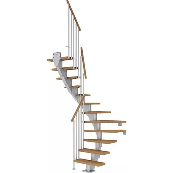 DOLLE Frankfurt - modulové schody 1/2 zatoč. do 301 cm, zábradlí CLASSIC III (Přímé vedení 13 nášlapů )