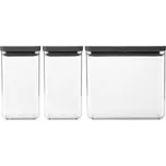Sada plastových dóz Brabantia SQUARE-2x1,6l/1x3,5l SET/3ks tmavě šedé