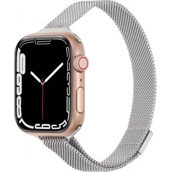 Řemínek na hodinky Tenký kovový řemínek milánský tah pro Apple Watch 42mm / 41mm / 40mm / 38mm - stříbrný