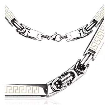 Řetízek Řetízek z chirurgické oceli - kvádřík s řeckým motivem, byzantský vzor, 8 mm
