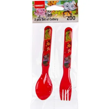 Příbor Plastové dětské příbory Banquet ZOO 13 cm červené
