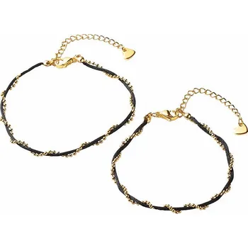 Náramek Nefertitis Náramky pro páry Černá šňůrka a nerez ocel obvod cca 17,5 a 19 cm