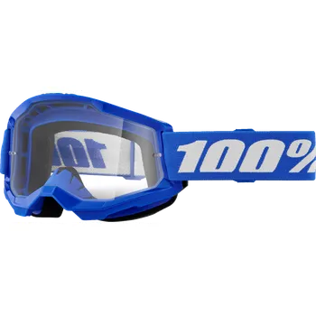 Motocyklové brýle Dětské motokrosové brýle 100% STRATA 2 JUNIOR BLUE čirý objektiv (Juniorské motokrosové brýle s čirým objektivem )