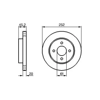 Brzdový systém Brzdové kotouče 252 mm Nissan ALMERA I Hatchback (N15) - BOSCH