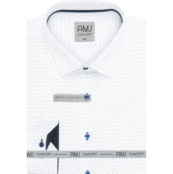 Pánská košile Pánská košile AMJ Comfort fit bílá s tmavým vzorem VDBR1327 velikost: 43, délka rukávu: dlouhý rukáv